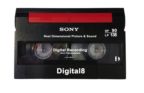 Vue de l'avant d'une cassette Digital 8