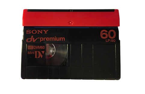 Vue de l'avant d'une cassette MiniDV
